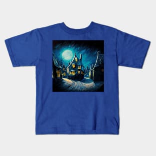 Starry Night Over Hogsmeade Village Kids T-Shirt